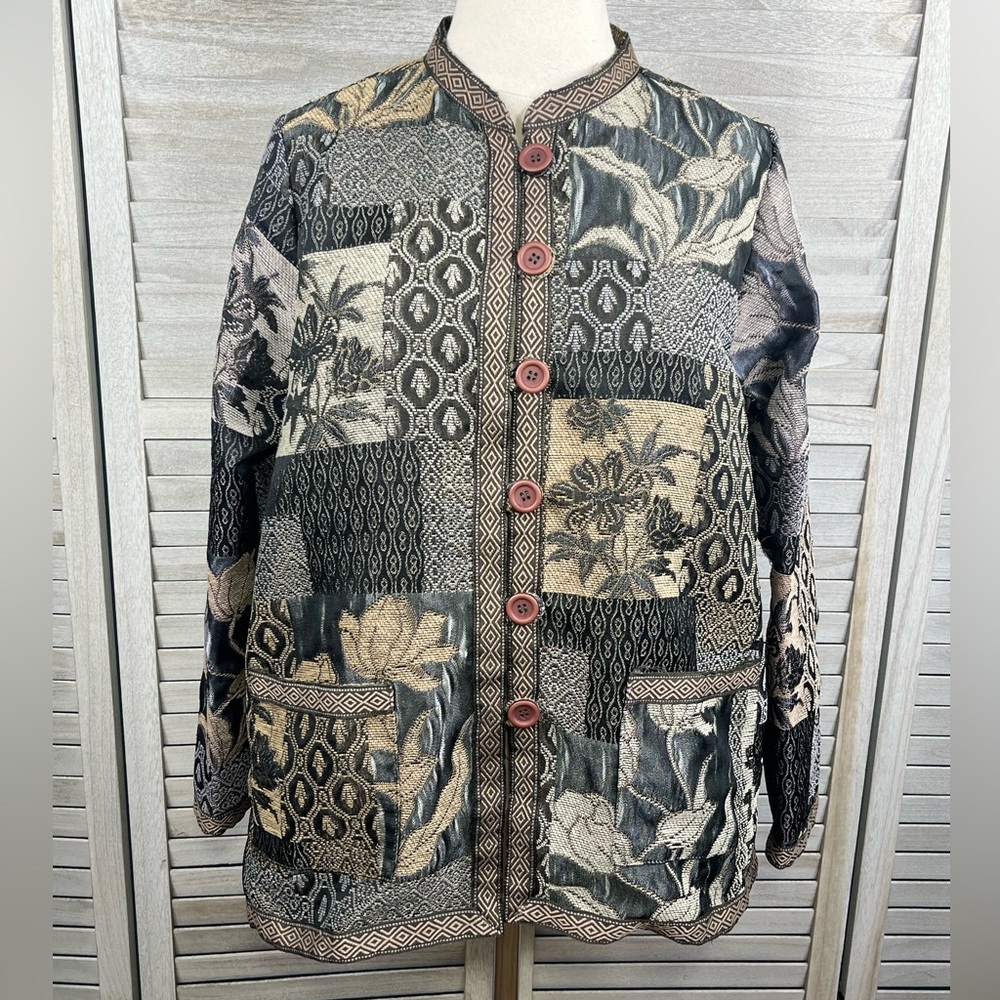 TUDOR COURT (By Haband) Vintage 70's-80's Button Down Tapestry Jacket-Large